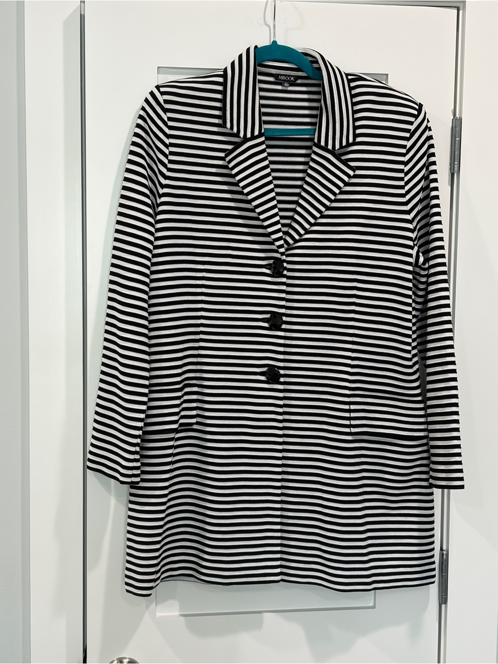 Misook Black & White Striped Women's Blazer Jacket